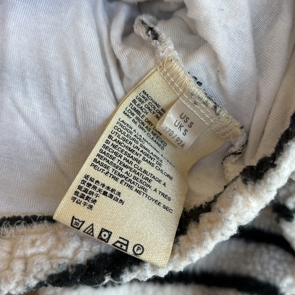 Free People Briton Black and White Striped Fuzzy Knit Cropped Sweater - Picture 5 of 9